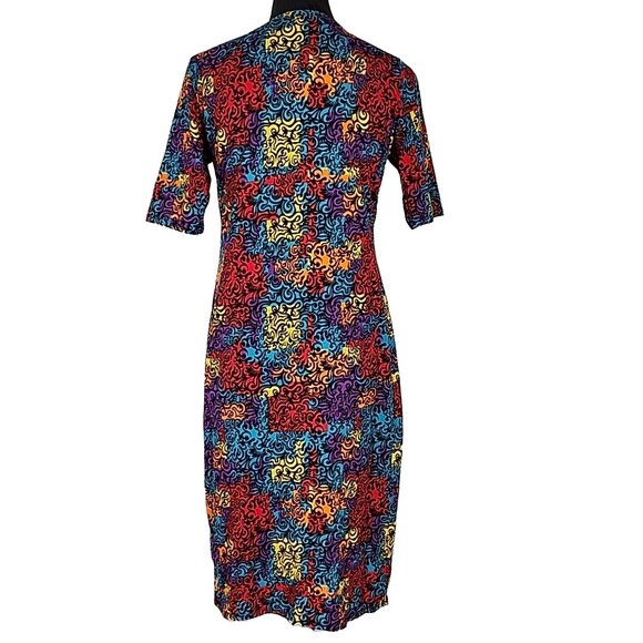 LuLaRoe Julia Bright Multicolor Fitted Dress Womens Medium Stretch Comfort - Picture 6 of 9